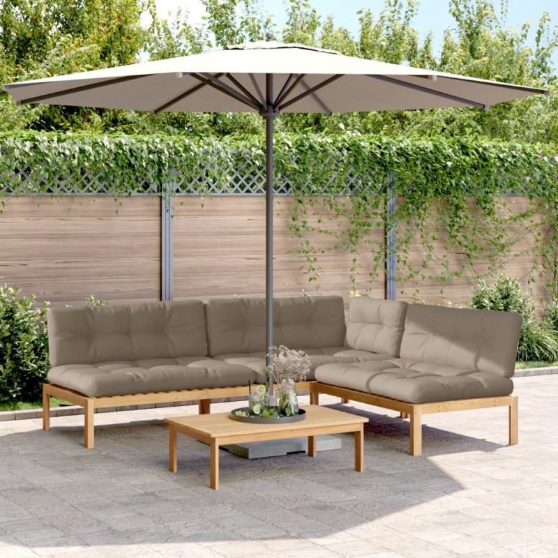 vidaXL 4-tlg. Garten-Sofagarnitur aus Paletten mit Kissen Akazienholz vidaXL 4-tlg. Garten-Sofagarnitur aus Paletten mit Kissen Akazienholz