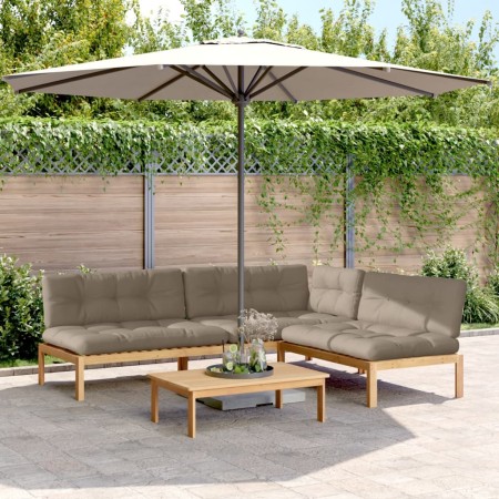 vidaXL 4-tlg. Garten-Sofagarnitur aus Paletten mit Kissen Akazienholz