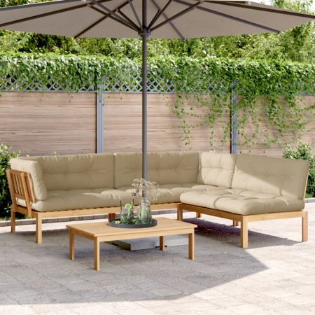 vidaXL 4-tlg. Garten-Sofagarnitur aus Paletten mit Kissen Akazienholz