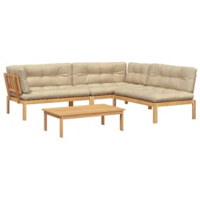 vidaXL 4-tlg. Garten-Sofagarnitur aus Paletten mit Kissen Akazienholz