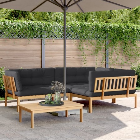 vidaXL 4-tlg. Garten-Sofagarnitur aus Paletten mit Kissen Akazienholz