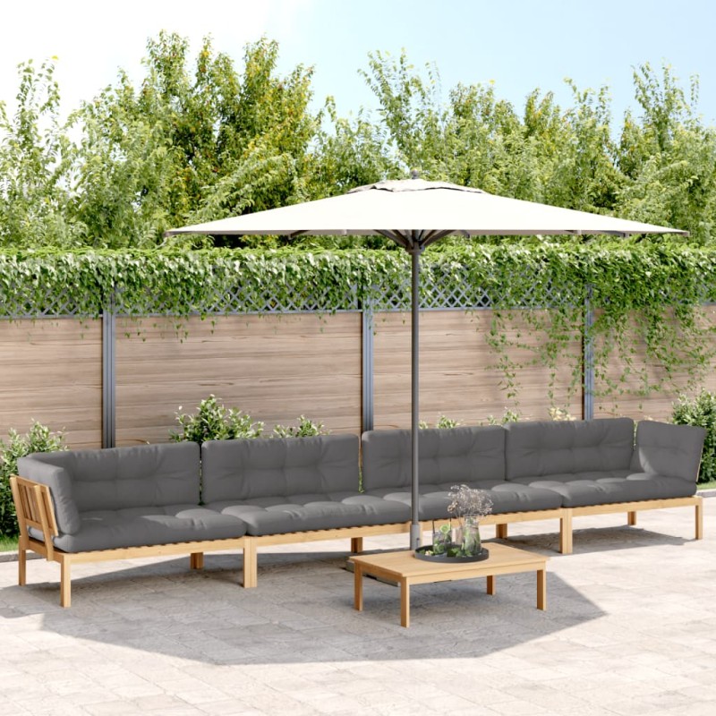 vidaXL 5-tlg. Garten-Sofagarnitur aus Paletten mit Kissen Akazienholz vidaXL 5-tlg. Garten-Sofagarnitur aus Paletten mit Kissen Akazienholz