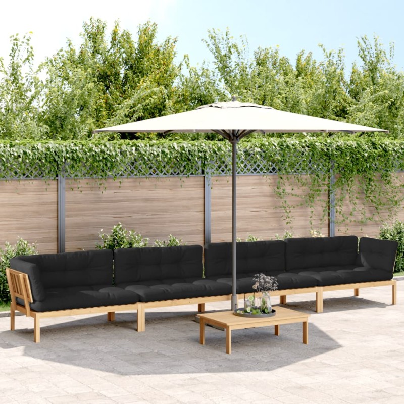 vidaXL 5-tlg. Garten-Sofagarnitur aus Paletten mit Kissen Akazienholz vidaXL 5-tlg. Garten-Sofagarnitur aus Paletten mit Kissen Akazienholz