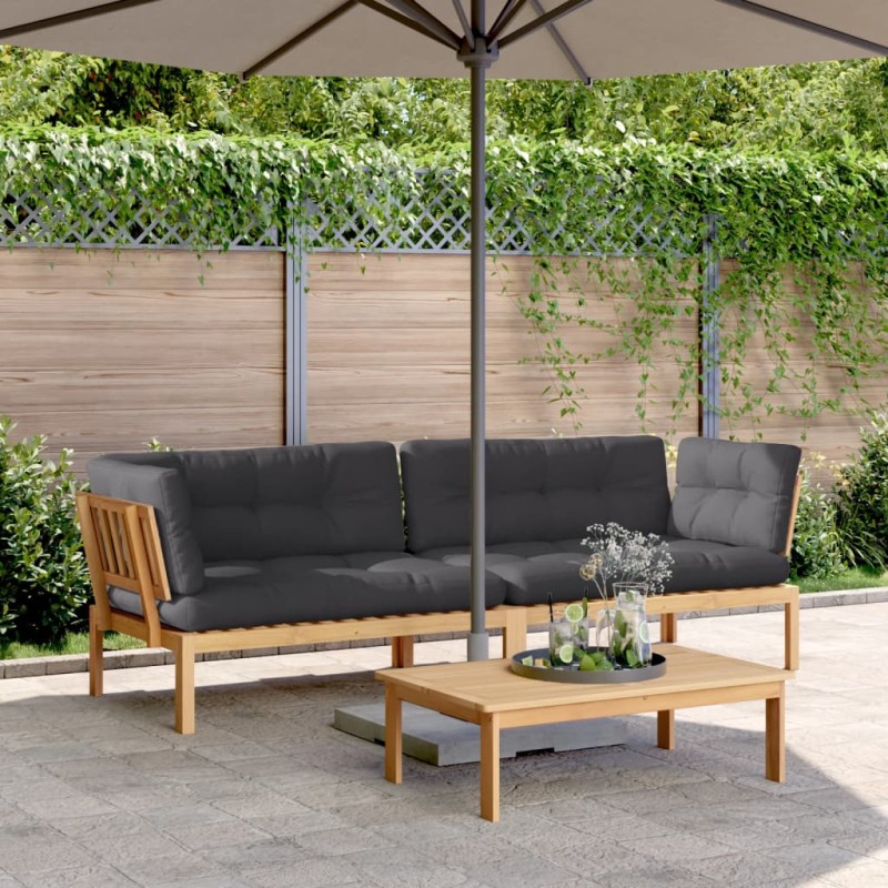 vidaXL Garten-Ecksofas aus Paletten 2 Stk mit Kissen Massivholz Akazie vidaXL Garten-Ecksofas aus Paletten 2 Stk mit Kissen Massivholz Akazie