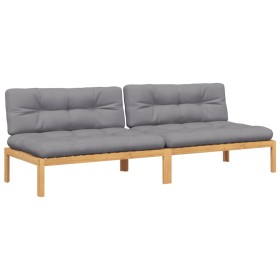 vidaXL Garten-Mittelsofas aus Paletten 2 Stk. mit Kissen Akazienholz