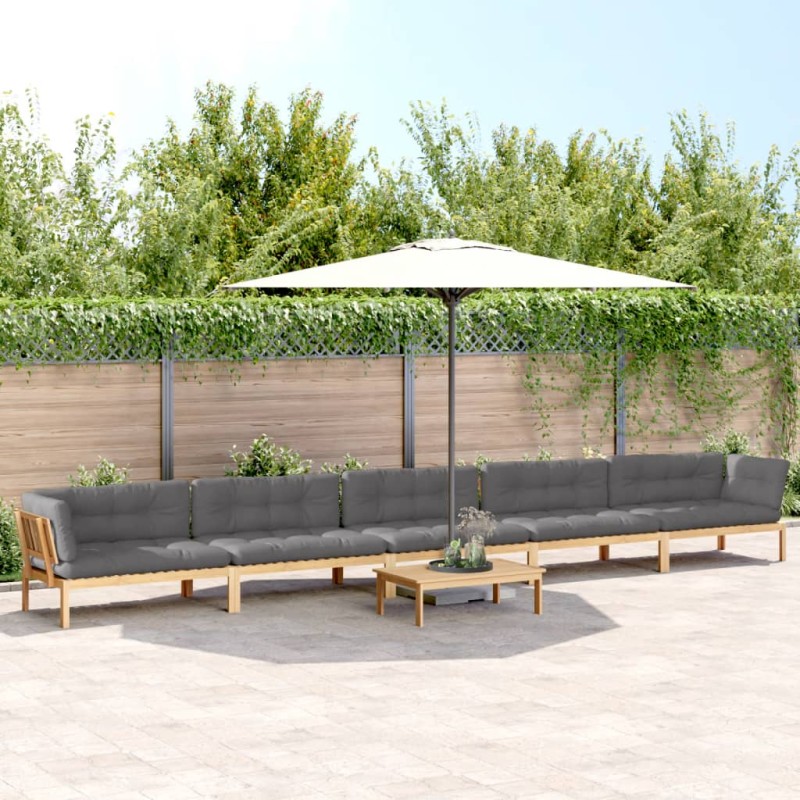 vidaXL 6-tlg. Garten-Sofagarnitur aus Paletten mit Kissen Akazienholz vidaXL 6-tlg. Garten-Sofagarnitur aus Paletten mit Kissen Akazienholz