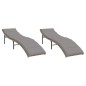 vidaXL Sonnenliegen 2 Stk. mit Auflagen Beige Poly Rattan vidaXL Sonnenliegen 2 Stk. mit Auflagen Beige Poly Rattan