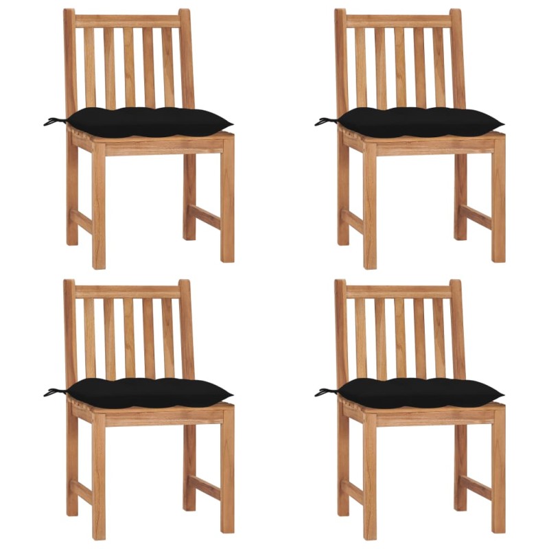 Gartenstühle 4 Stk. mit Kissen Massivholz Teak Gartenstühle 4 Stk. mit Kissen Massivholz Teak