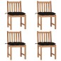 Gartenstühle 4 Stk. mit Kissen Massivholz Teak Gartenstühle 4 Stk. mit Kissen Massivholz Teak
