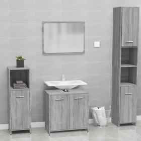 vidaXL Badmöbel-Set Grau Sonoma Holzwerkstoff