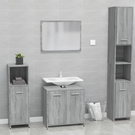 vidaXL Badmöbel-Set Grau Sonoma Holzwerkstoff