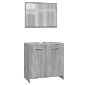 vidaXL Badmöbel-Set Grau Sonoma Holzwerkstoff