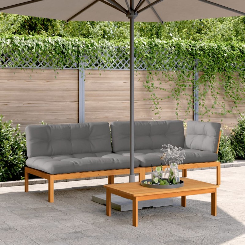 vidaXL 3-tlg. Garten-Sofagarnitur aus Paletten mit Kissen Akazienholz vidaXL 3-tlg. Garten-Sofagarnitur aus Paletten mit Kissen Akazienholz