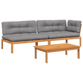 vidaXL 3-tlg. Garten-Sofagarnitur aus Paletten mit Kissen Akazienholz