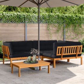 vidaXL 4-tlg. Garten-Sofagarnitur aus Paletten mit Kissen Akazienholz