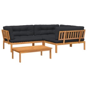 vidaXL 4-tlg. Garten-Sofagarnitur aus Paletten mit Kissen Akazienholz