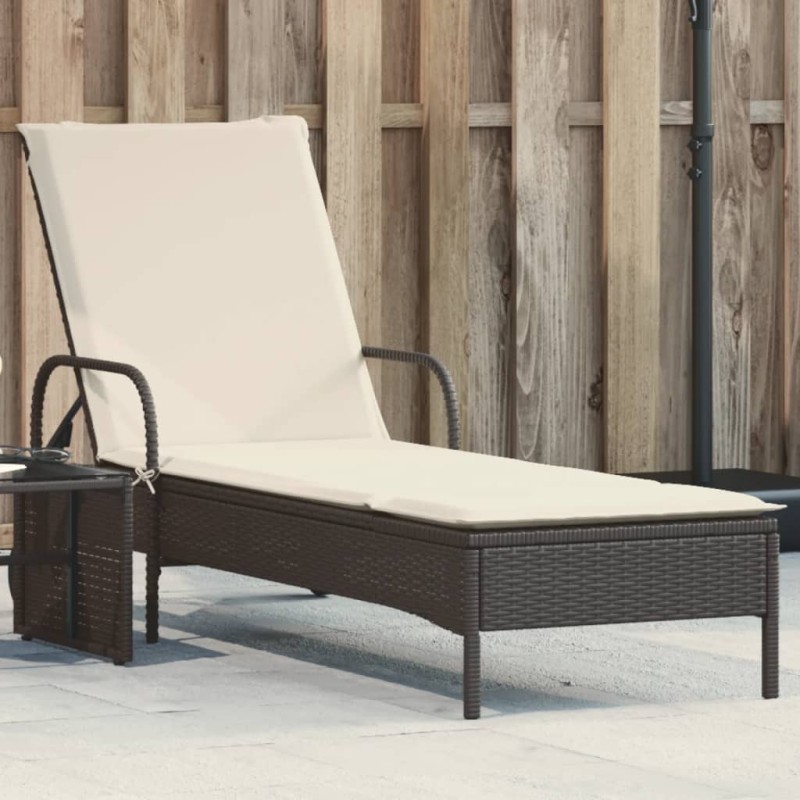 vidaXL Sonnenliege mit Rollen und Auflage Schwarz Poly Rattan vidaXL Sonnenliege mit Rollen und Auflage Schwarz Poly Rattan