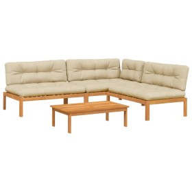 vidaXL 4-tlg. Garten-Sofagarnitur aus Paletten mit Kissen Akazienholz