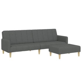 vidaXL Schlafsofa 2-Sitzer mit Fußhocker Dunkelgrau Stoff