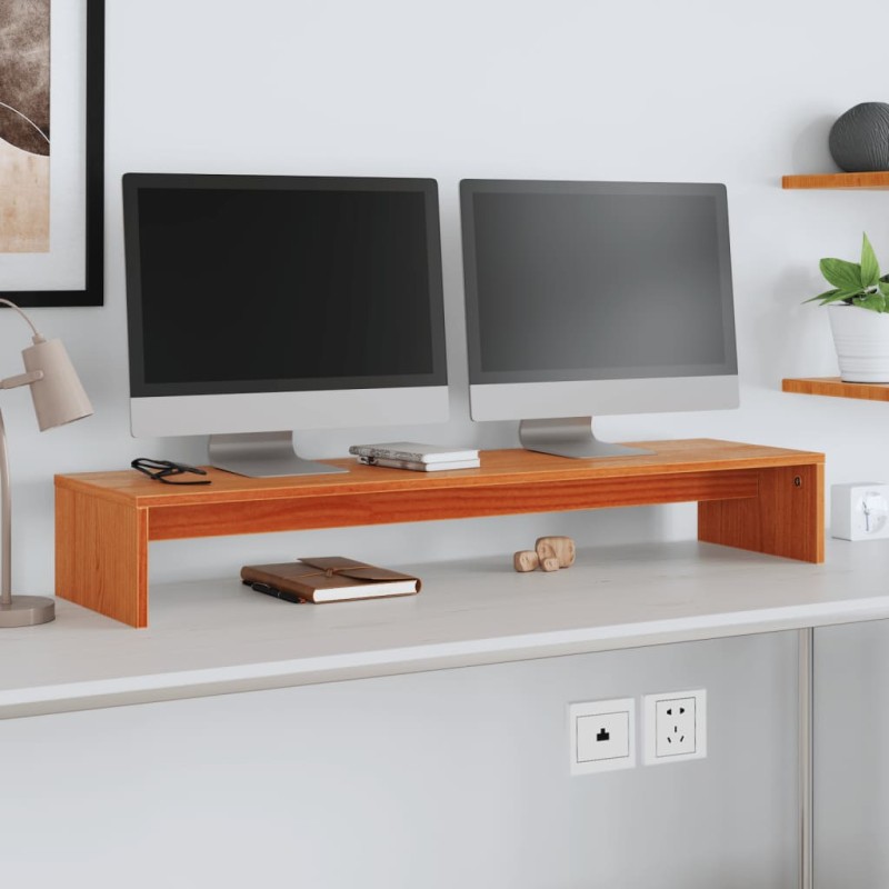 vidaXL Monitorständer Wachsbraun 100x27x15 cm Massivholz Kiefer vidaXL Monitorständer Wachsbraun 100x27x15 cm Massivholz Kiefer