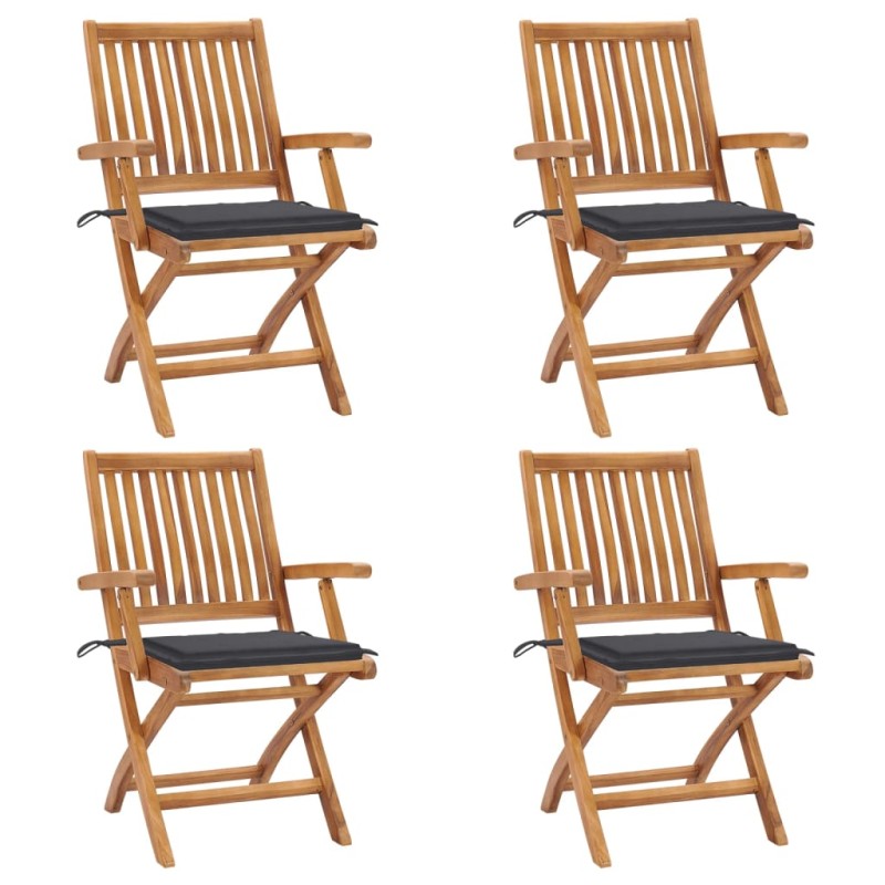Klappbare Gartenstühle mit Kissen 4 Stk. Massivholz Teak Klappbare Gartenstühle mit Kissen 4 Stk. Massivholz Teak