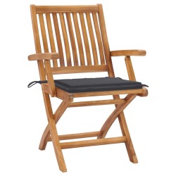Klappbare Gartenstühle mit Kissen 4 Stk. Massivholz Teak