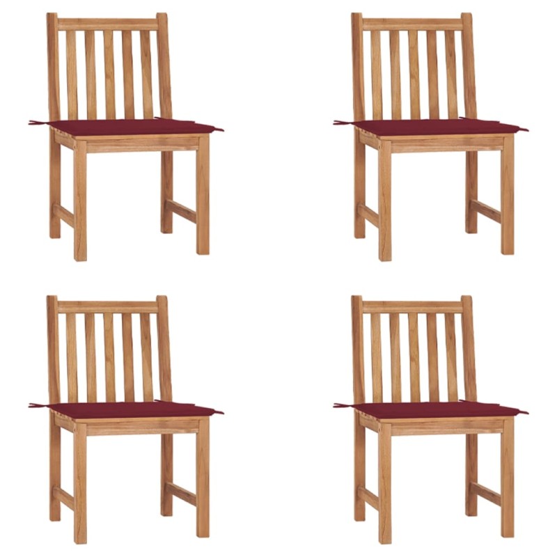 Gartenstühle 4 Stk. mit Kissen Massivholz Teak Gartenstühle 4 Stk. mit Kissen Massivholz Teak