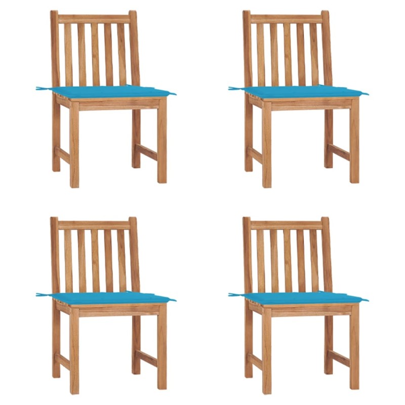 Gartenstühle 4 Stk. mit Kissen Massivholz Teak Gartenstühle 4 Stk. mit Kissen Massivholz Teak