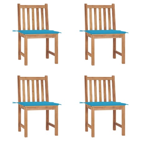 Gartenstühle 4 Stk. mit Kissen Massivholz Teak