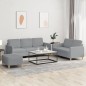 vidaXL 3-tlg. Sofagarnitur mit Kissen Hellgrau Stoff