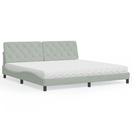 vidaXL Bett mit Matratze Hellgrau 200x200 cm Samt