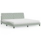 vidaXL Bett mit Matratze Hellgrau 200x200 cm Samt vidaXL Bett mit Matratze Hellgrau 200x200 cm Samt