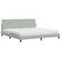 vidaXL Bett mit Matratze Hellgrau 200x200 cm Samt vidaXL Bett mit Matratze Hellgrau 200x200 cm Samt