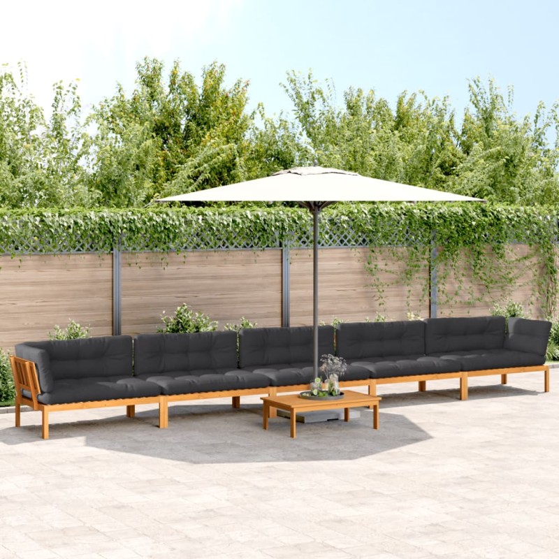 vidaXL 6-tlg. Garten-Sofagarnitur aus Paletten mit Kissen Akazienholz vidaXL 6-tlg. Garten-Sofagarnitur aus Paletten mit Kissen Akazienholz