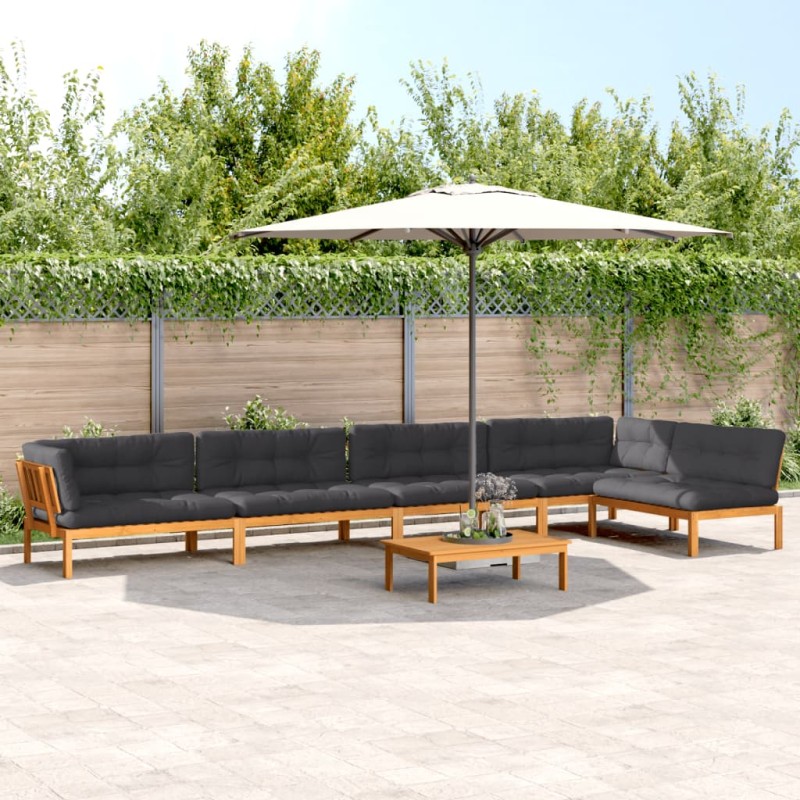 vidaXL 6-tlg. Garten-Sofagarnitur aus Paletten mit Kissen Akazienholz vidaXL 6-tlg. Garten-Sofagarnitur aus Paletten mit Kissen Akazienholz