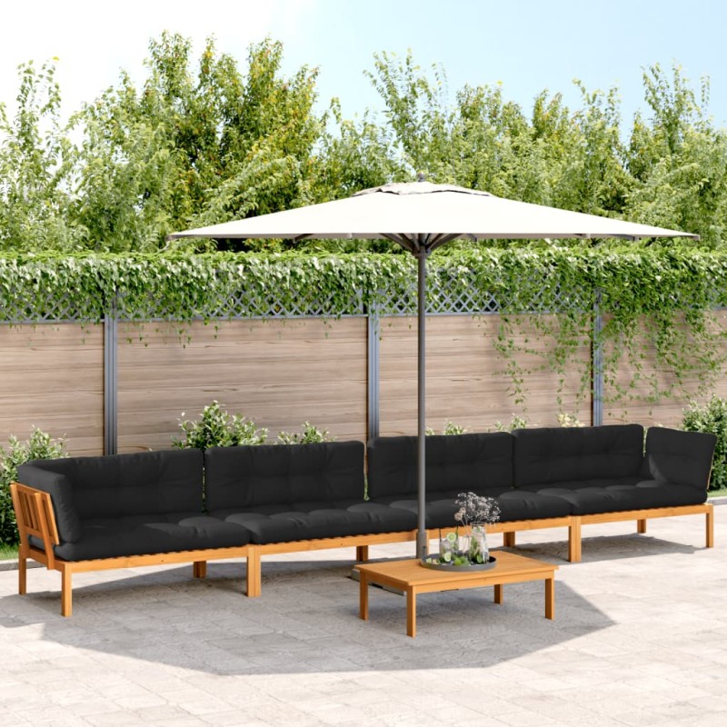 vidaXL 5-tlg. Garten-Sofagarnitur aus Paletten mit Kissen Akazienholz vidaXL 5-tlg. Garten-Sofagarnitur aus Paletten mit Kissen Akazienholz