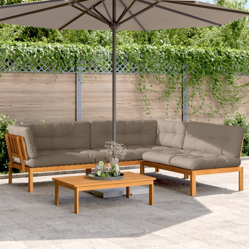 vidaXL 4-tlg. Garten-Sofagarnitur aus Paletten mit Kissen Akazienholz vidaXL 4-tlg. Garten-Sofagarnitur aus Paletten mit Kissen Akazienholz