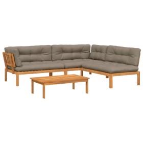 vidaXL 4-tlg. Garten-Sofagarnitur aus Paletten mit Kissen Akazienholz