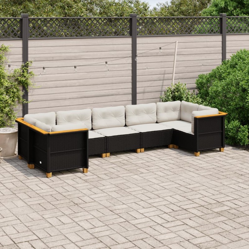 vidaXL 7-tlg. Garten-Sofagarnitur mit Kissen Schwarz Poly Rattan vidaXL 7-tlg. Garten-Sofagarnitur mit Kissen Schwarz Poly Rattan