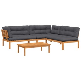 vidaXL 4-tlg. Garten-Sofagarnitur aus Paletten mit Kissen Akazienholz