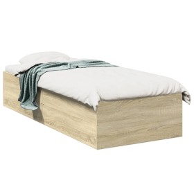 vidaXL Bettgestell Sonoma-Eiche 90x200 cm Holzwerkstoff