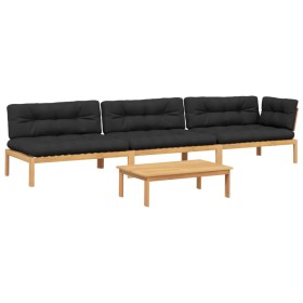 vidaXL 4-tlg. Garten-Sofagarnitur aus Paletten mit Kissen Akazienholz