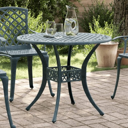 vidaXL Gartentisch Grün Ø90x75 cm Aluminiumguss