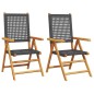 vidaXL Gartenstühle 2 Stk. Schwarz Massivholz Akazie und Poly Rattan vidaXL Gartenstühle 2 Stk. Schwarz Massivholz Akazie und Poly Rattan