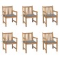 Gartenstühle 6 Stk. mit Grauen Kissen Massivholz Teak Gartenstühle 6 Stk. mit Grauen Kissen Massivholz Teak