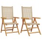 vidaXL Gartenstühle 2 Stk. Beige Massivholz Akazie und Poly Rattan vidaXL Gartenstühle 2 Stk. Beige Massivholz Akazie und Poly Rattan