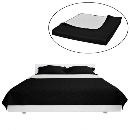 vidaXL Zweiseitige Tagesdecke Gesteppt Schwarz/Weiß 220x240 cm 