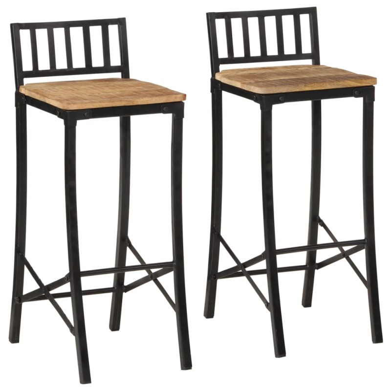 vidaXL Barstühle 2 Stk. Raues Massivholz Mango vidaXL Barstühle 2 Stk. Raues Massivholz Mango