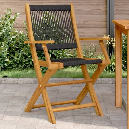 vidaXL Gartenstühle 2 Stk. Schwarz Massivholz Akazie und Polypropylen
