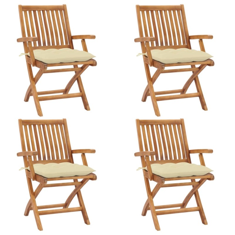 Klappbare Gartenstühle mit Kissen 4 Stk. Massivholz Teak Klappbare Gartenstühle mit Kissen 4 Stk. Massivholz Teak
